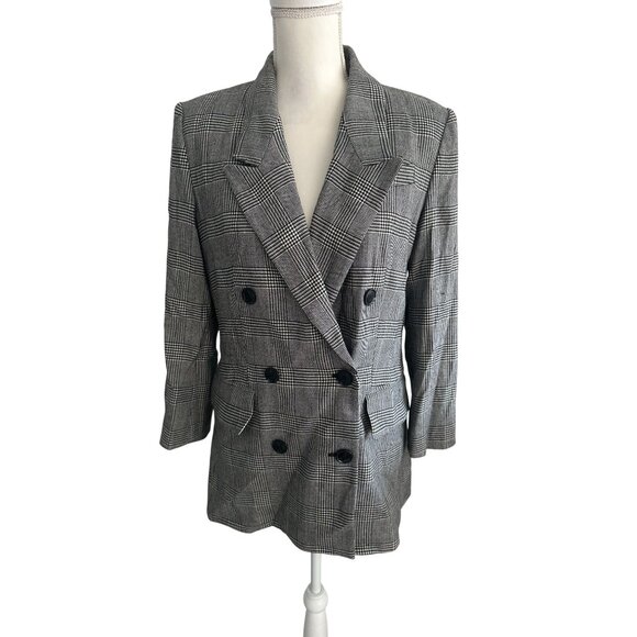 FRAME Relaxed Everyday Gray Glenplaid Double Breasted Blazer Jacket Size Small - Picture 2 of 8